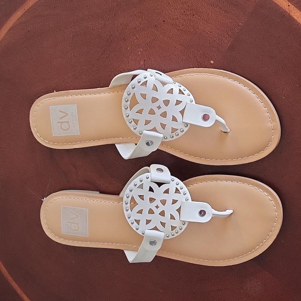 DV by Dolce Vita White Medallion Sandals